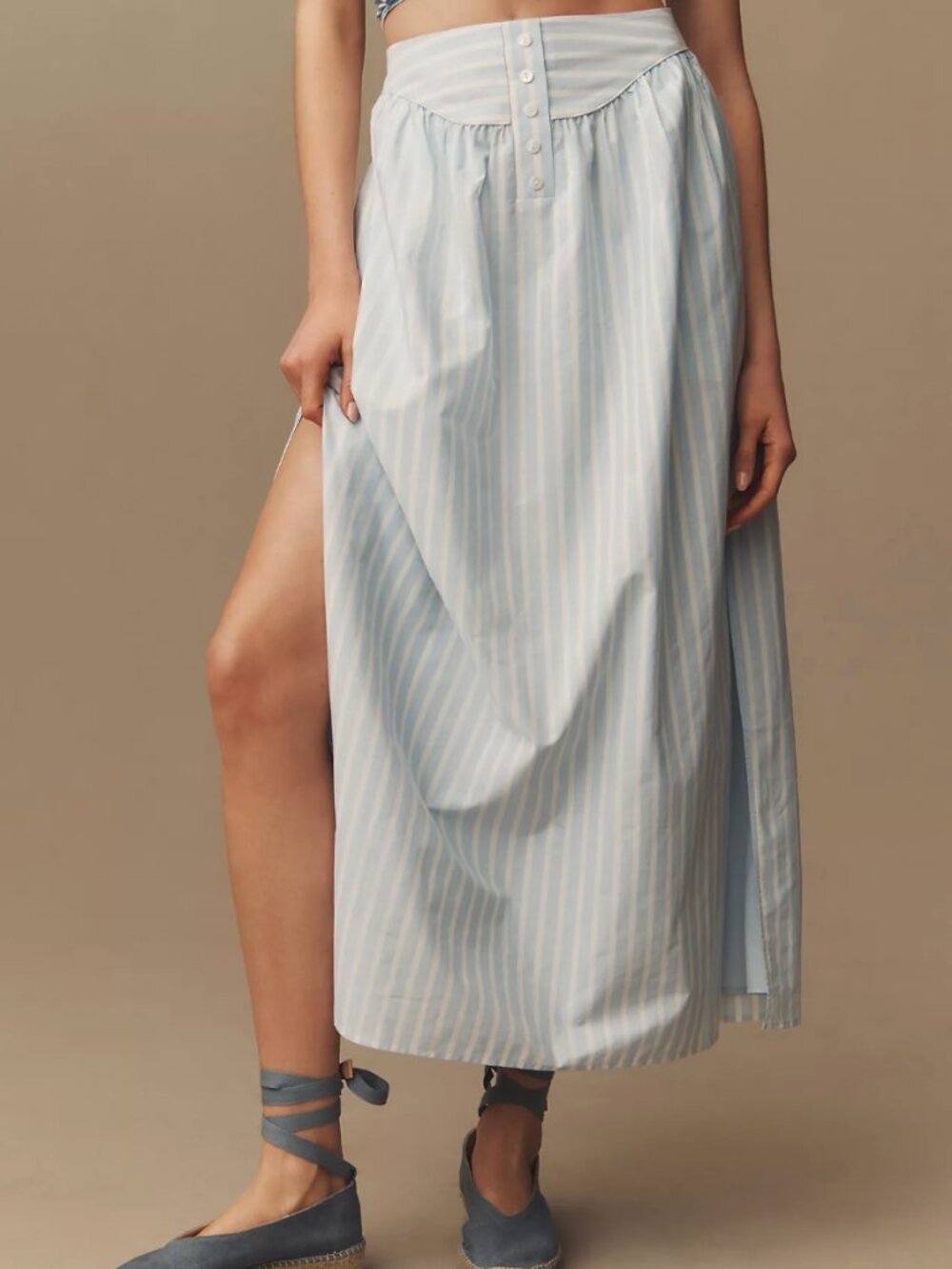 ANTHROPOLOGIE Mare Mare Drop-Waist Striped Maxi Skirt Size Medium - Picture 3 of 9